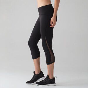 LULULEMON BLACK TRAIN TIMES CROP 17" SIZE 10